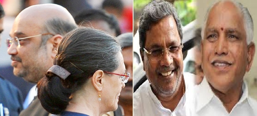 कर्नाटक में सत्ता की जंग, बीजेपी-कांग्रेस के नेता पहुंचे राजभवन