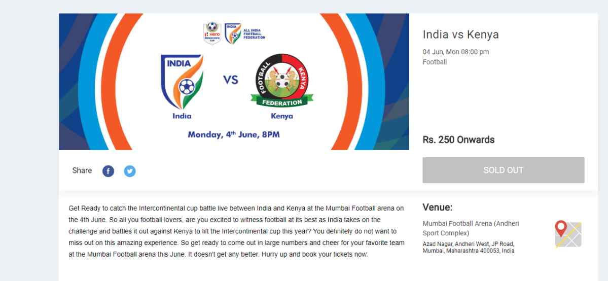 कप्तान छेत्री की अपील रंग लाई,  भारत VS केन्या फुटबॉल मैच के सारे टिकट सोल्ड आउट