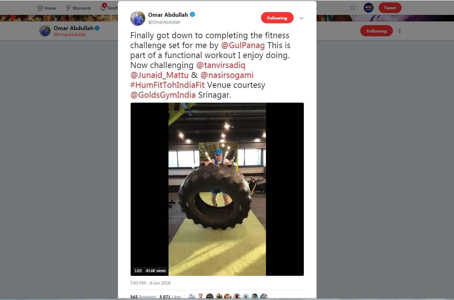 फिटनेस चैलेंज लेने पर ट्रोल हुए उमर अब्दुल्ला, ट्रोलर्स ने कहा- खेत जोतने पर पता चलता