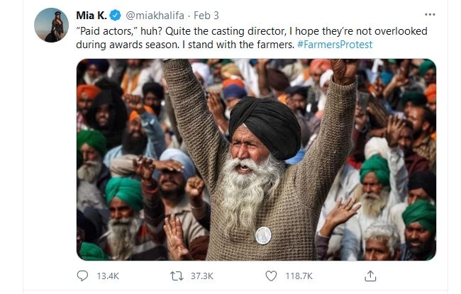 किसान आंदोलन पर मिया खलीफा के ट्वीट पर गृहमंत्री की दो टूक, कितने भी खलीफा और उस्ताद आ जाएं…